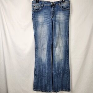 GLO Jeans‎ Juniors Flame Flare Leg Y2K Mid Rise Embroidered Pockets Size 13